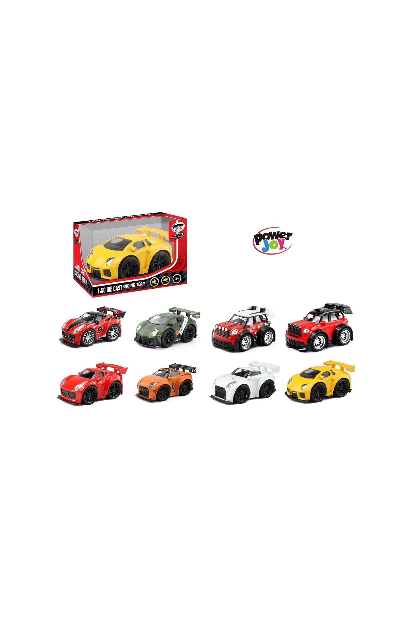 مجموعة سيارات P.Joy Vroom Diecast Racing Team بمقياس 1/50، 3 قطع