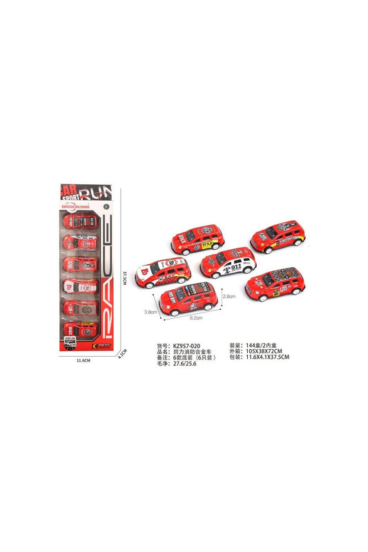 Sam Toys-6 Pcs Fire Rescue Pull Back Alloy Car