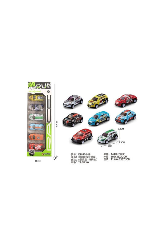 Sam Toys-6 Pcscity  Pull Back Alloy Car