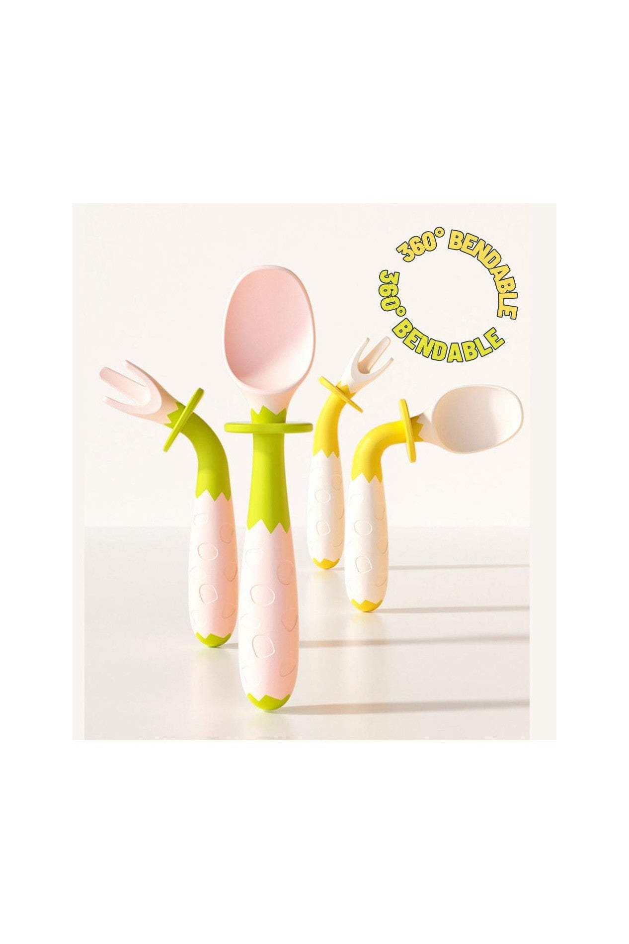 Bendable Cutlery For Kids - Yellow