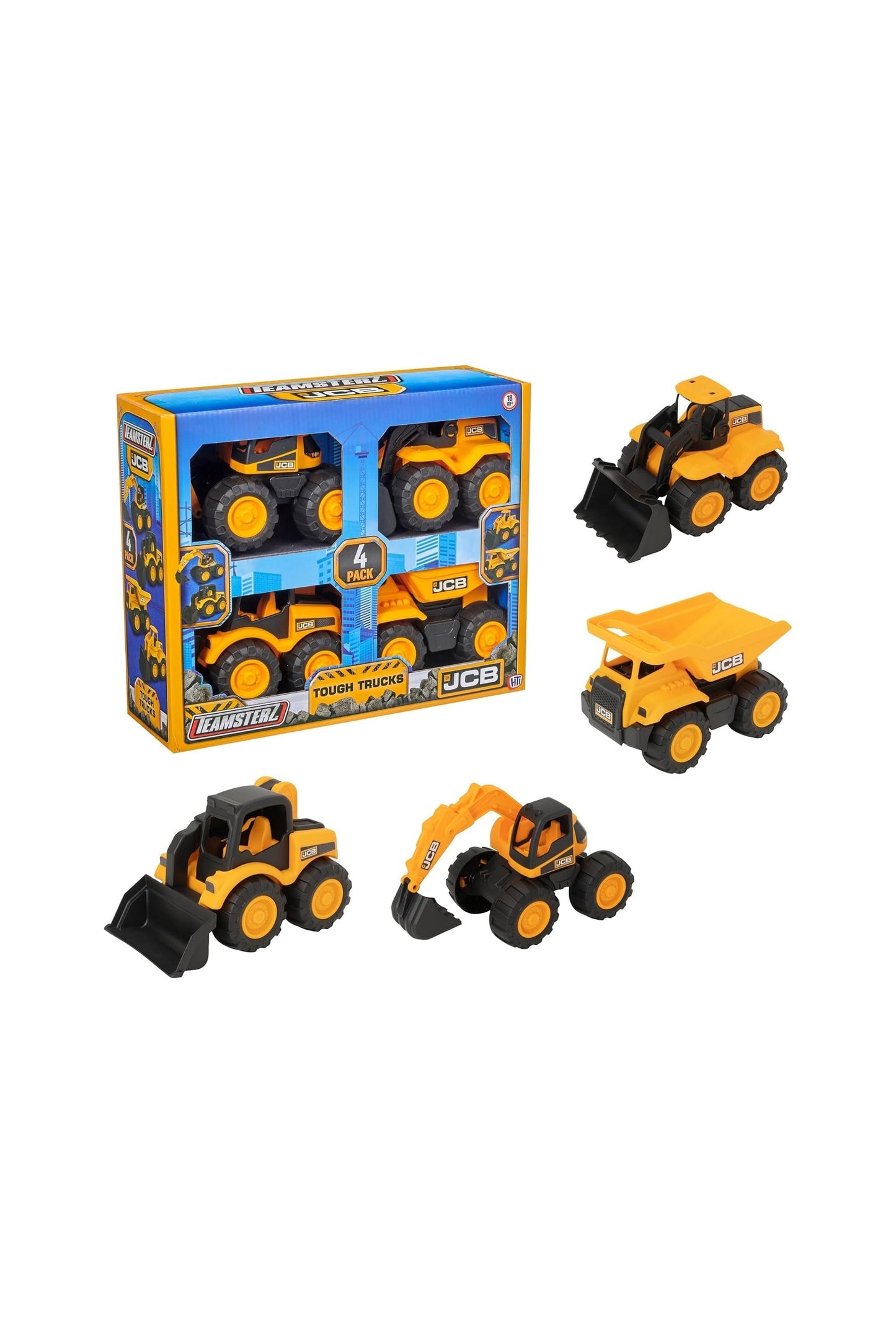 Tz Jcb 7" Tough Trucks 4Pk