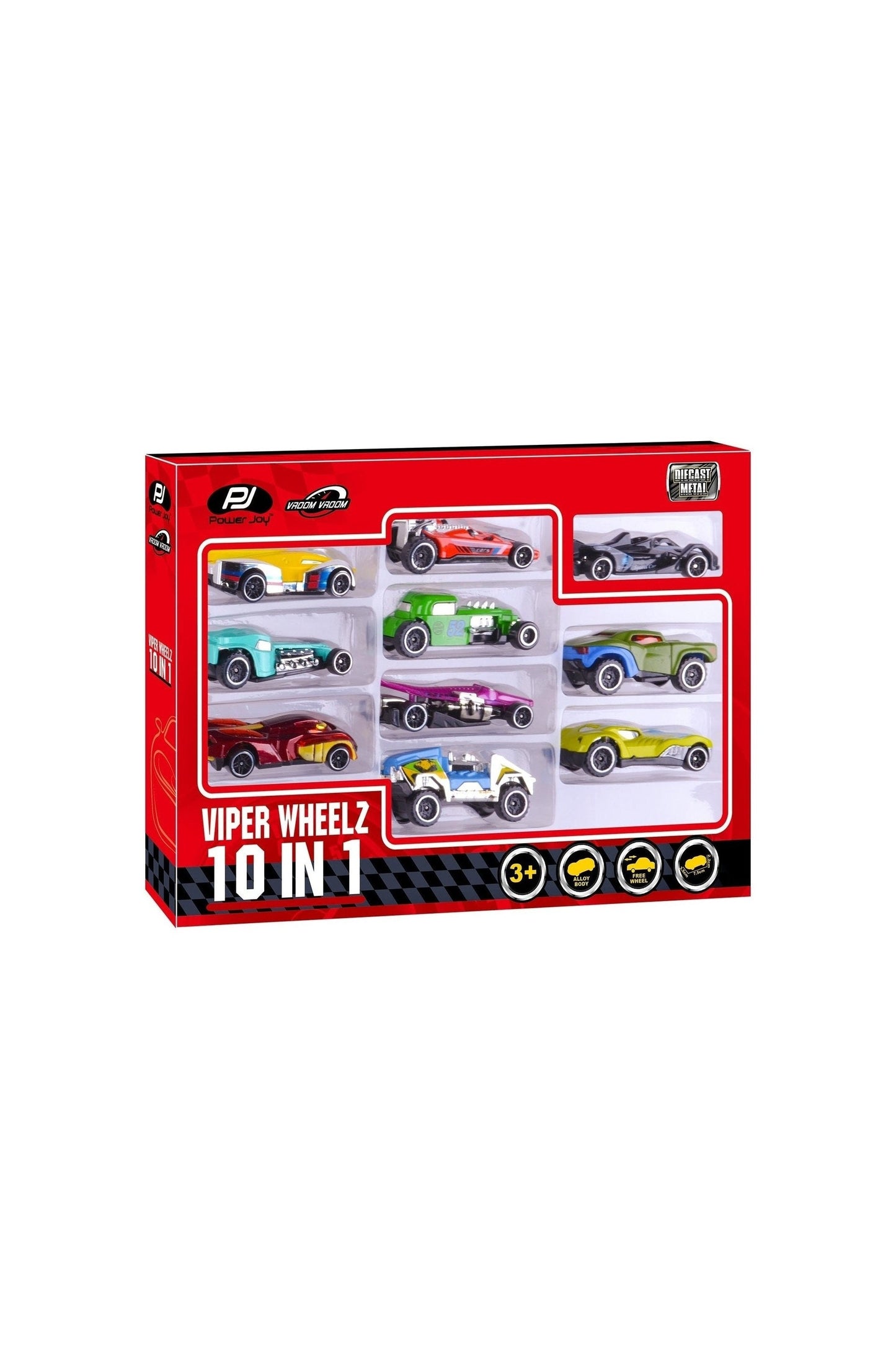 عجلة Viper Diecast من Power Joy V.Vroom مقاس 10 في 1 بمقياس 1/64