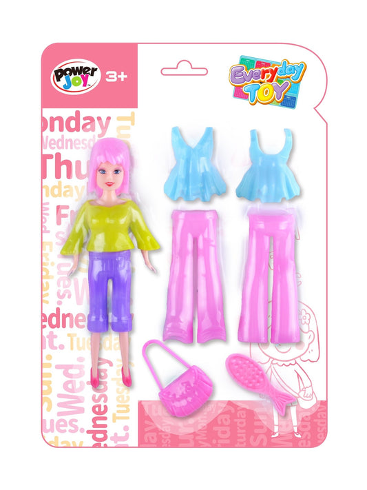 دمية أزياء من Power Joy Everyday Toy مكونة من 7 قطع