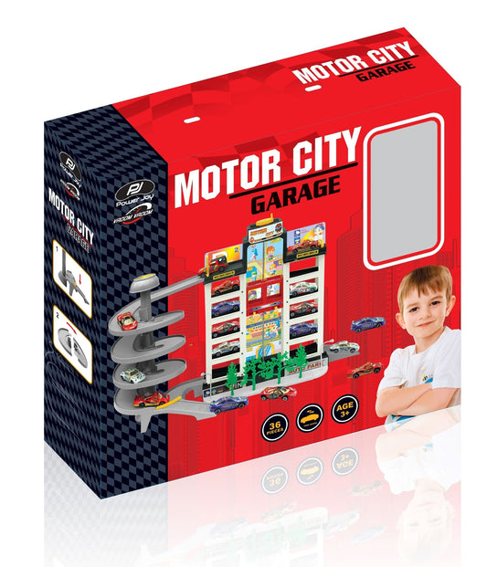 مرآب Power Joy Vroom Vroom Motor City مع 4 سيارات