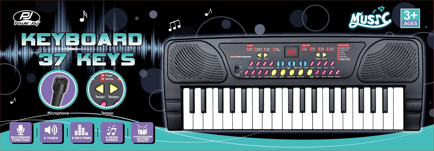 Power Joy Music Keyboard 37 keys with Mic Battery Operated