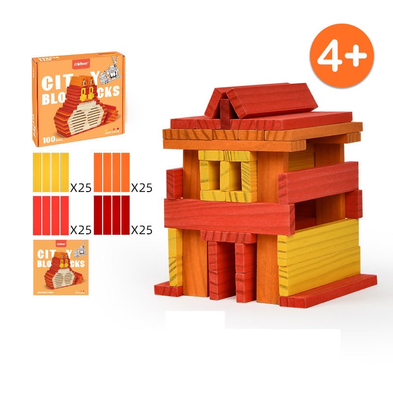 Wooden City Blocks - Warm