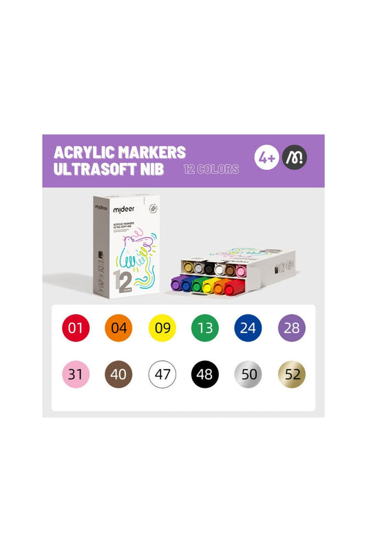 Acrylic Markers Ultra Soft - 12 Colors