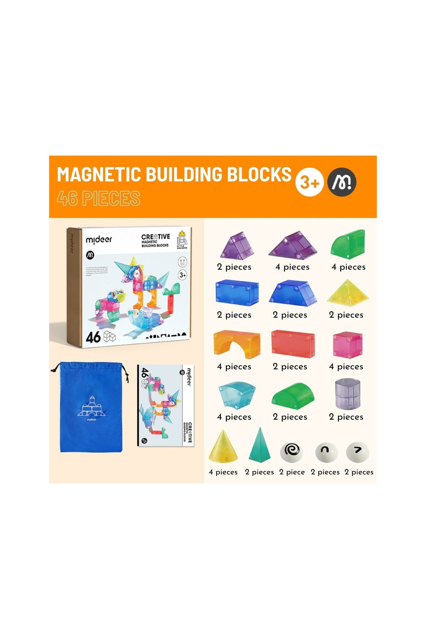 3D Magnetic Blocks - 46Pcs