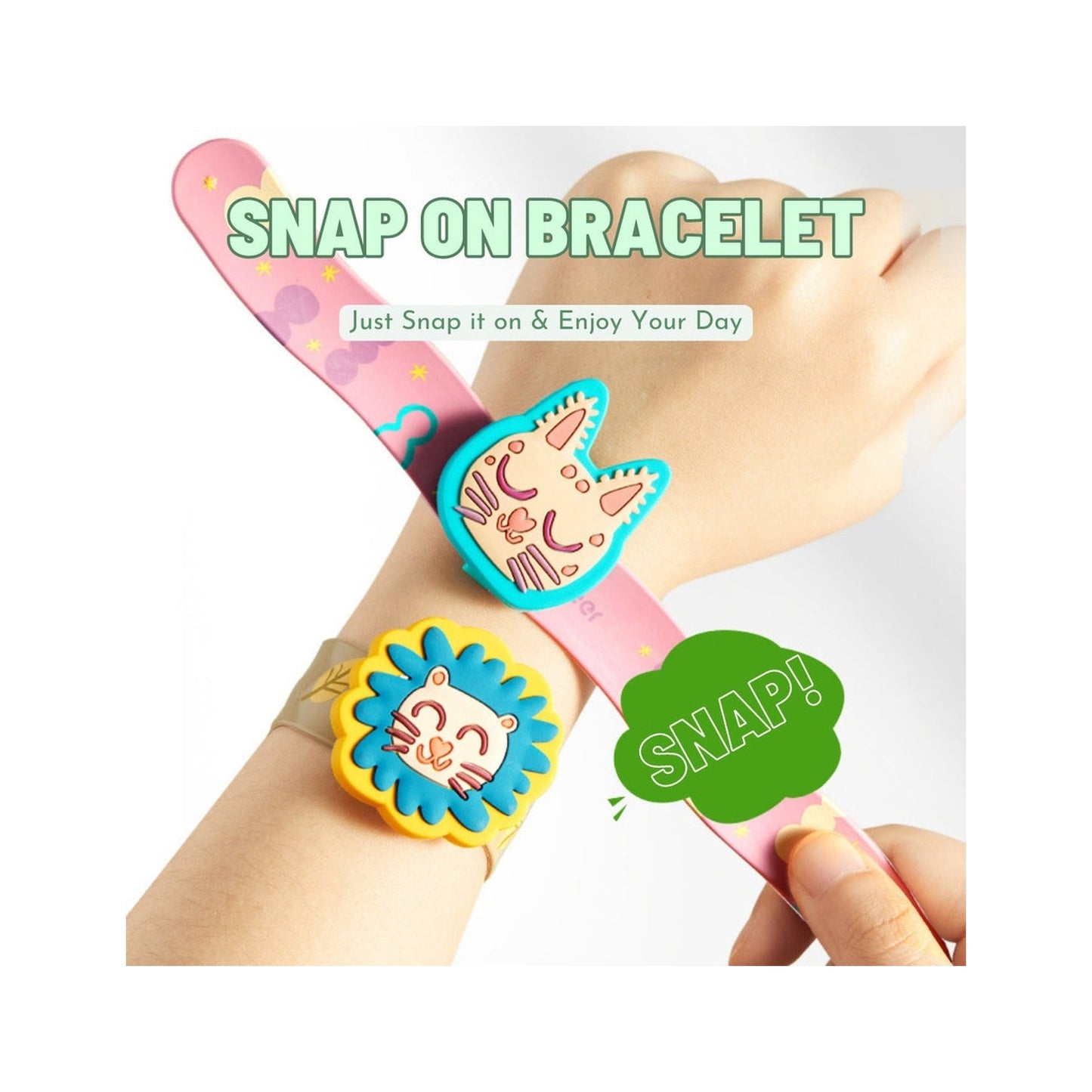 Mosquito Repellent Snap On Bracelet - Sleepy Kitten