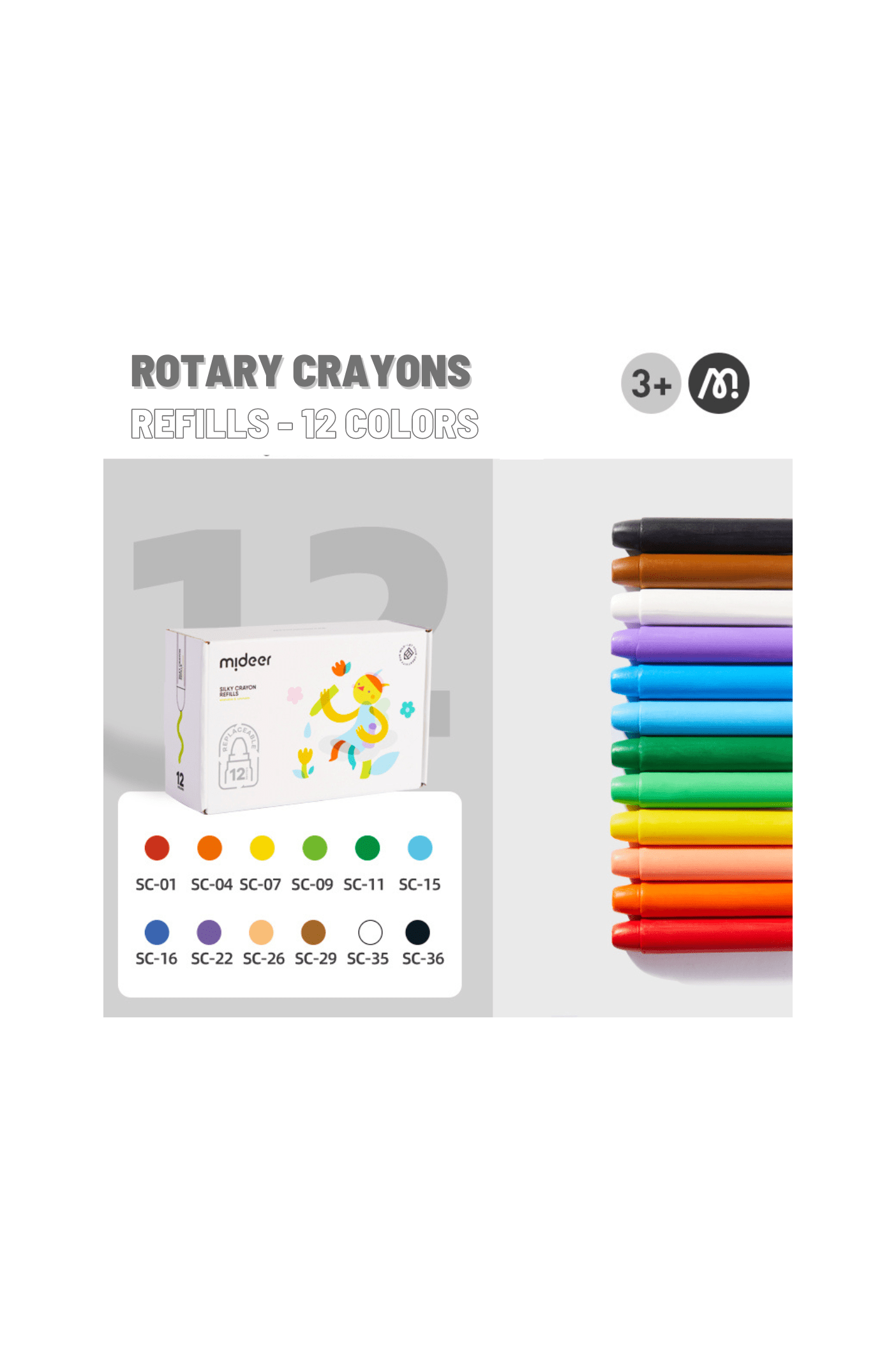 Rotary Crayon Refills - 12 Colors