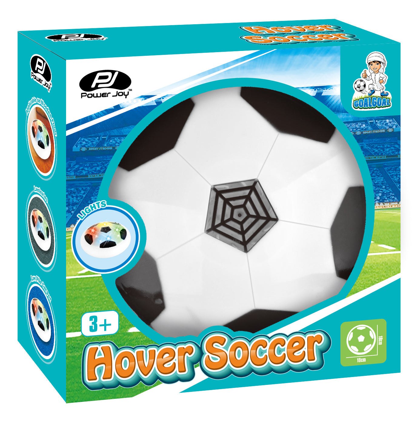 كرة قدم Power Joy GoalGoal Hover مزودة بأضواء تعمل بالبطارية